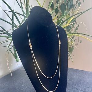 Vintage Gold Tone Double Strand Adjustable Necklace